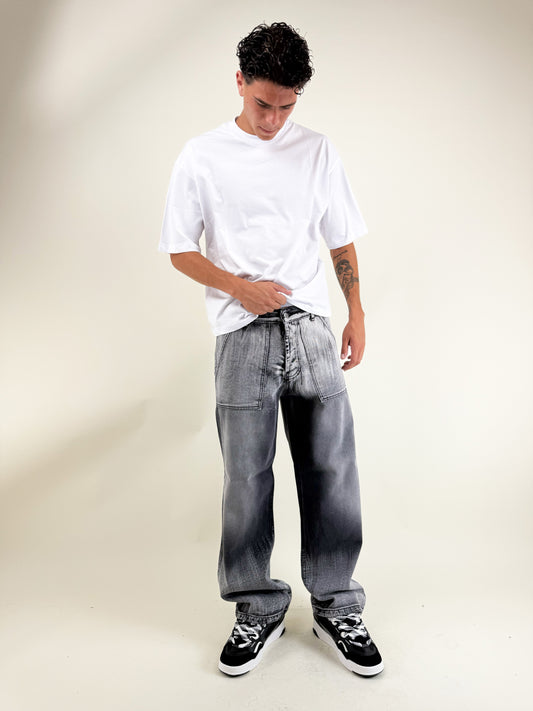 JEANS STRAIGHT MAXI TASCHE