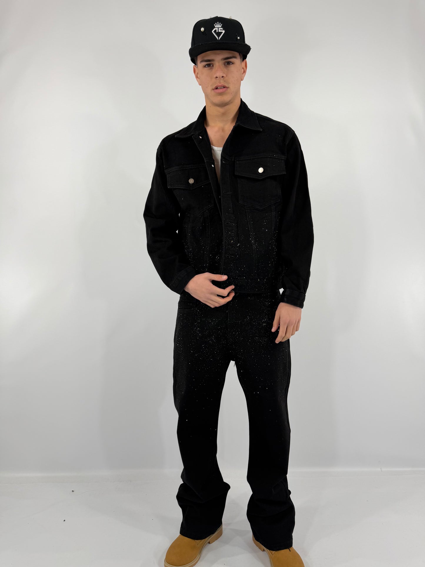 COORDINATO JEANS NERO GLITTER