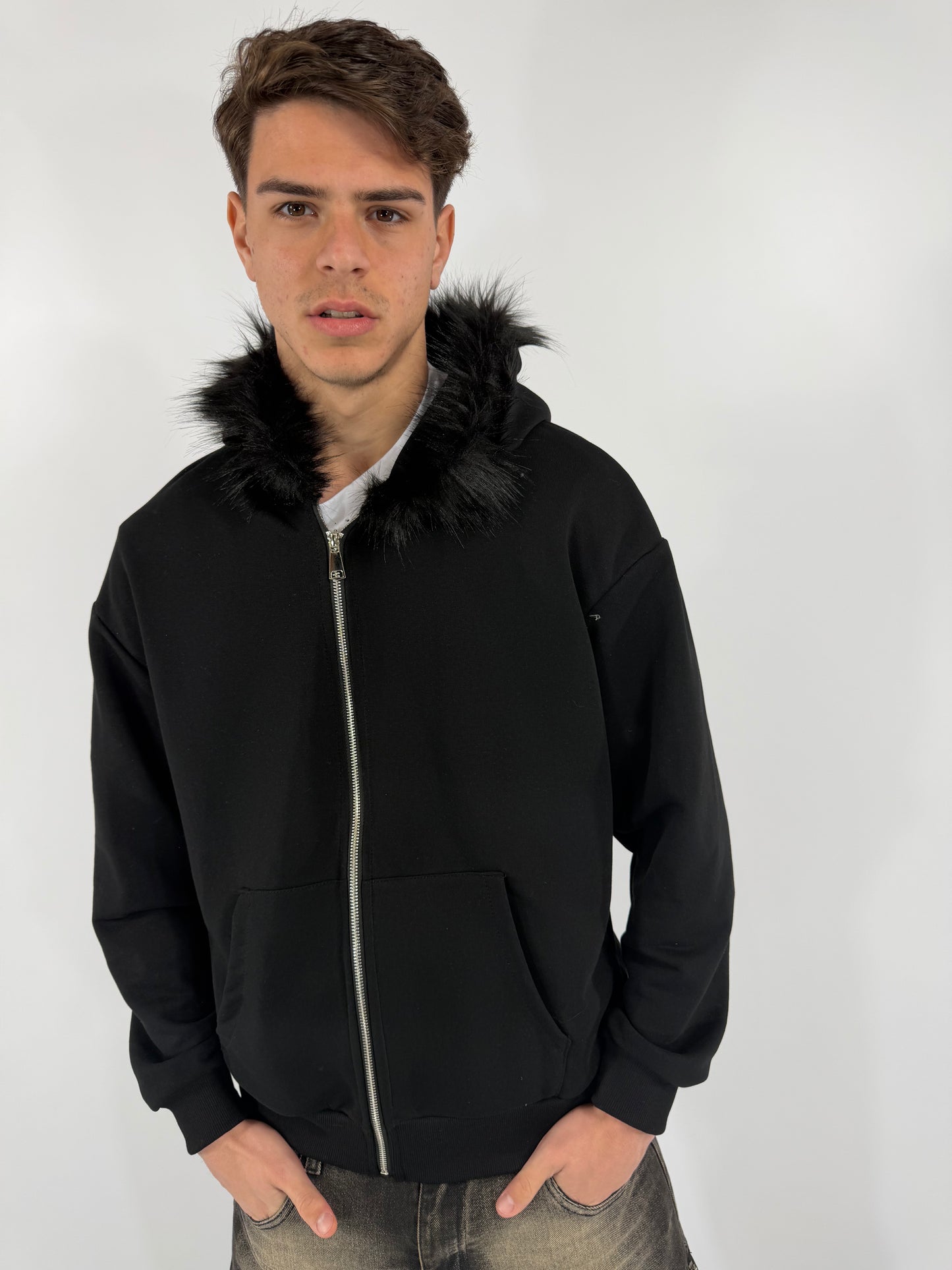FELPA ZIP PELLICCIA