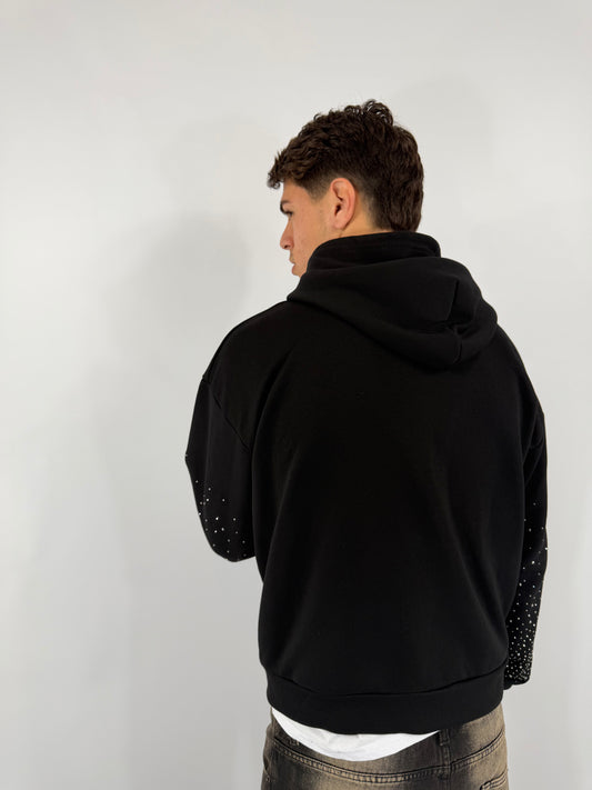 FELPA ZIP GLITTER- NERO