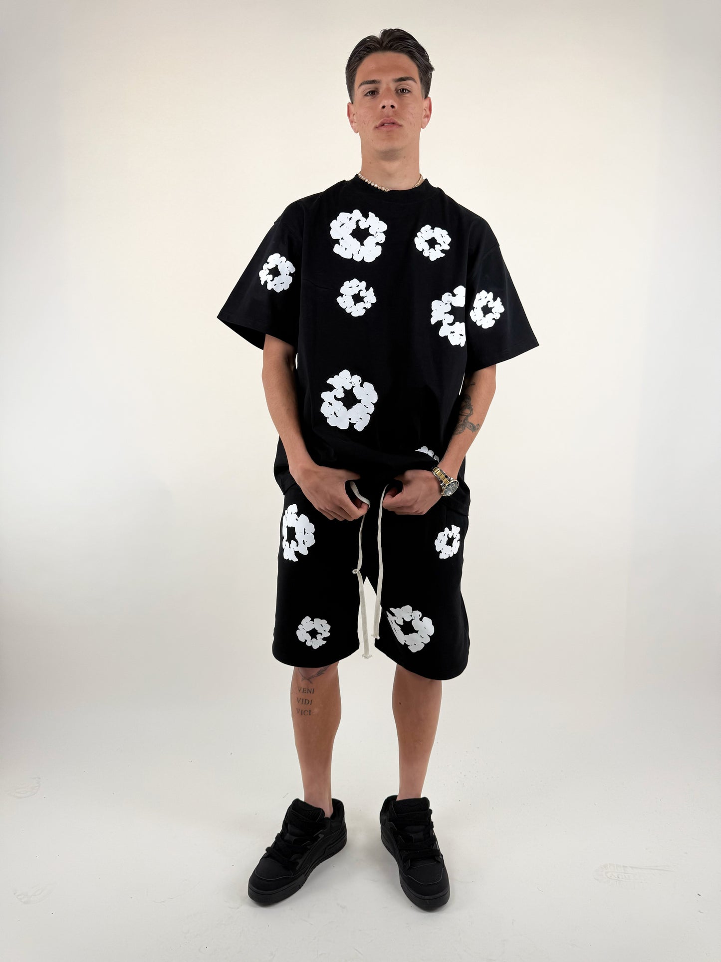 COORDINATO FIORI - NERO