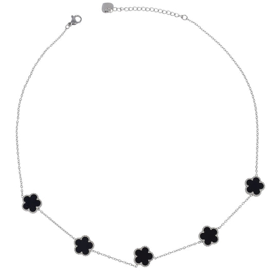 COLLANA RODIO FIORI - NERO