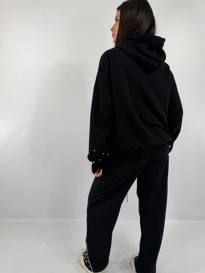 COORDINATO TUTA ZIP PERLE - NERO