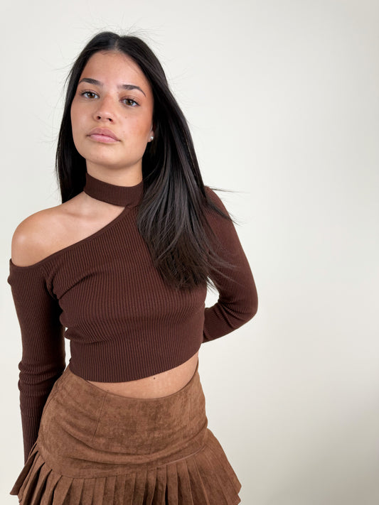 MAGLIA MONOSPALLA-MARRONE