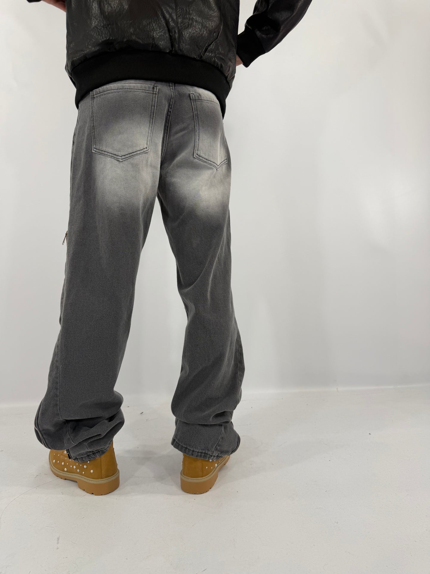 JEANS FLARE ZIP PERLE