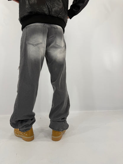 JEANS FLARE ZIP PERLE