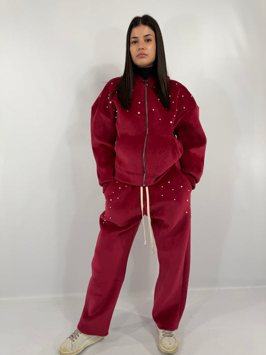 COORDINATO TUTA VELLUTO PERLE