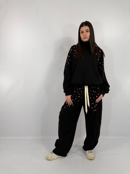 COORDINATO TUTA PERLE - NERO