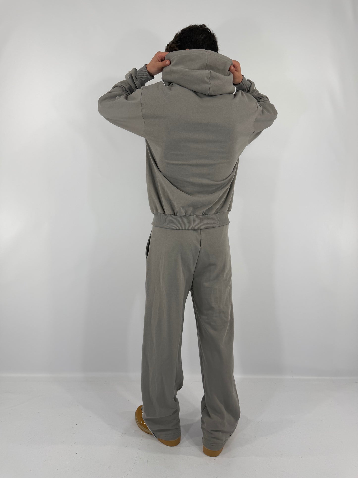 COORDINATO TUTA ZIP PERLE - GRIGIO