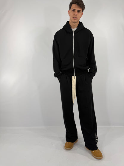 COORDINATO TUTA ZIP PERLE - NERO