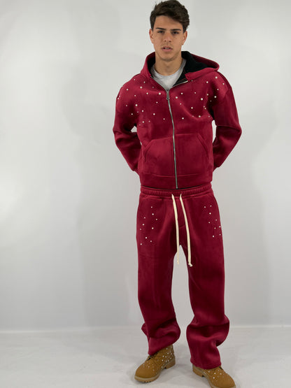 COORDINATO TUTA VELLUTO PERLE