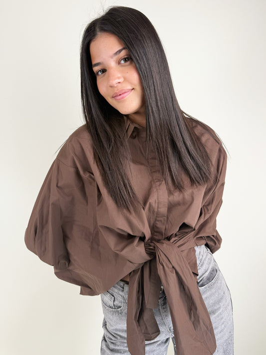 BROWN TIE CAMICIA NODO-MARRONE