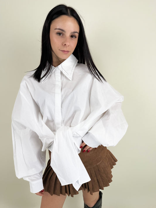 WHITE TIE CAMICIA NODO-BIANCO