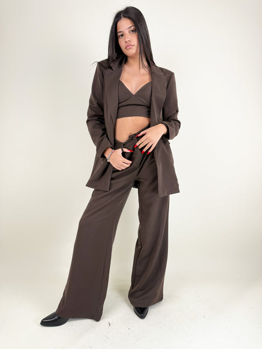 COORDINATO OVERSIZE 3 PEZZI-MARRONE