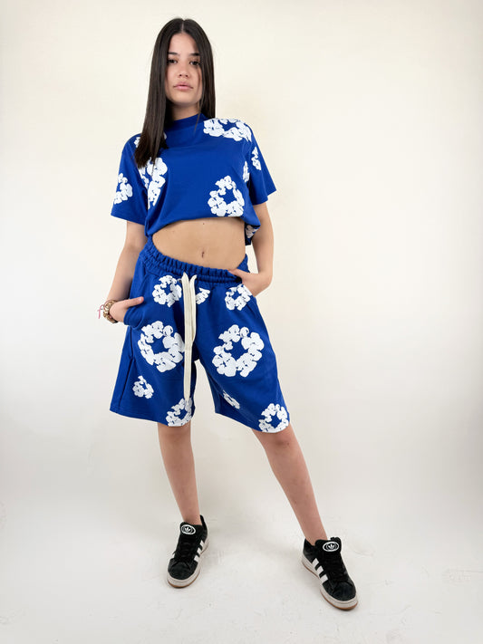 COORDINATO FIORI - BLU ROYAL