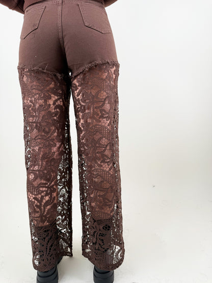 PANTALONI STRASS E PIZZO