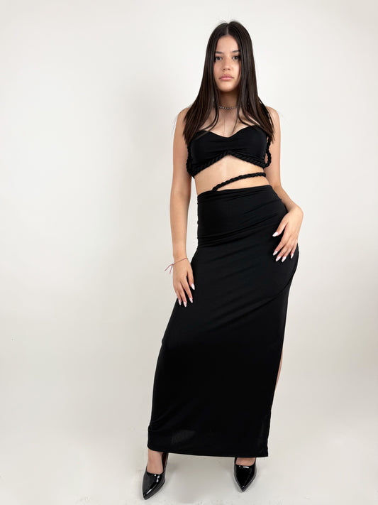 SET NERO CUT-OUT CON GONNA SPACCO