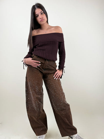 JEANS CARPENTER STRASS-MARRONI