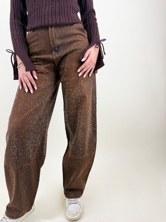JEANS CARPENTER STRASS-MARRONI