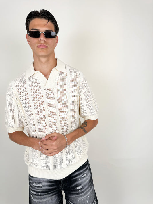 T-SHIRT POLO KNIT BEIGE