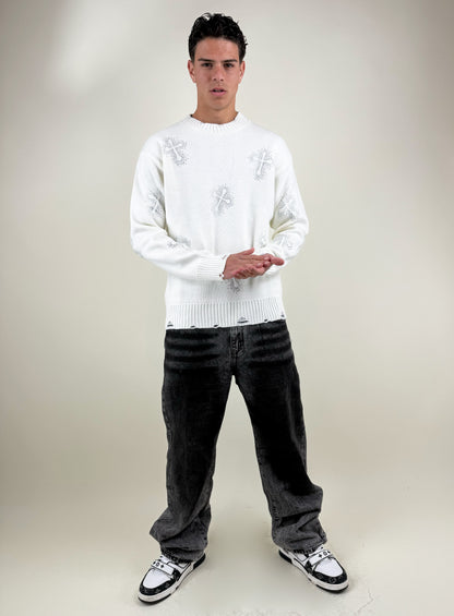 MAGLIONE CROCI-BIANCO