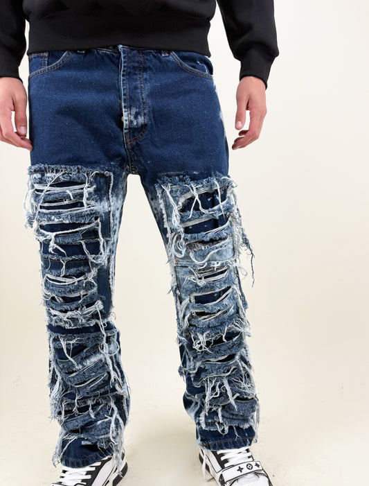 JEANS RIPPED-BLU