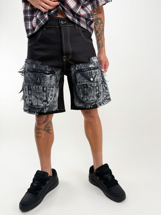 JEANS SHORTS CARGO RAW EDGE