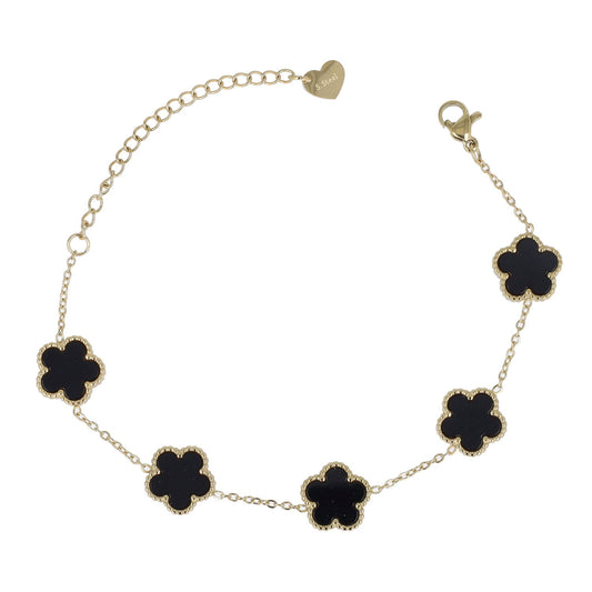 BRACCIALE GOLD FIORI - NERO